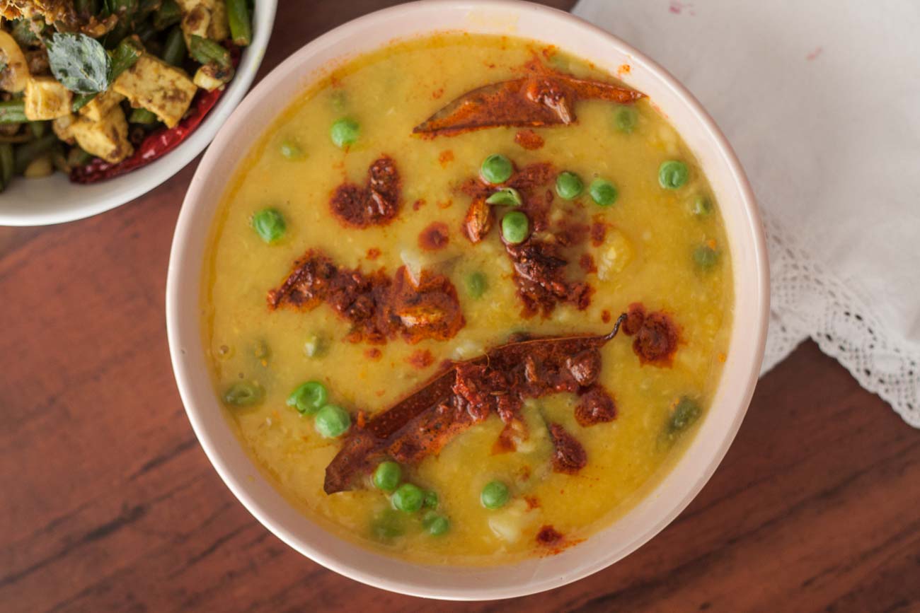 Sobji Diye Bhaja Muger Dal Recipe - Bengali Style Moong Dal with Winter Vegetables