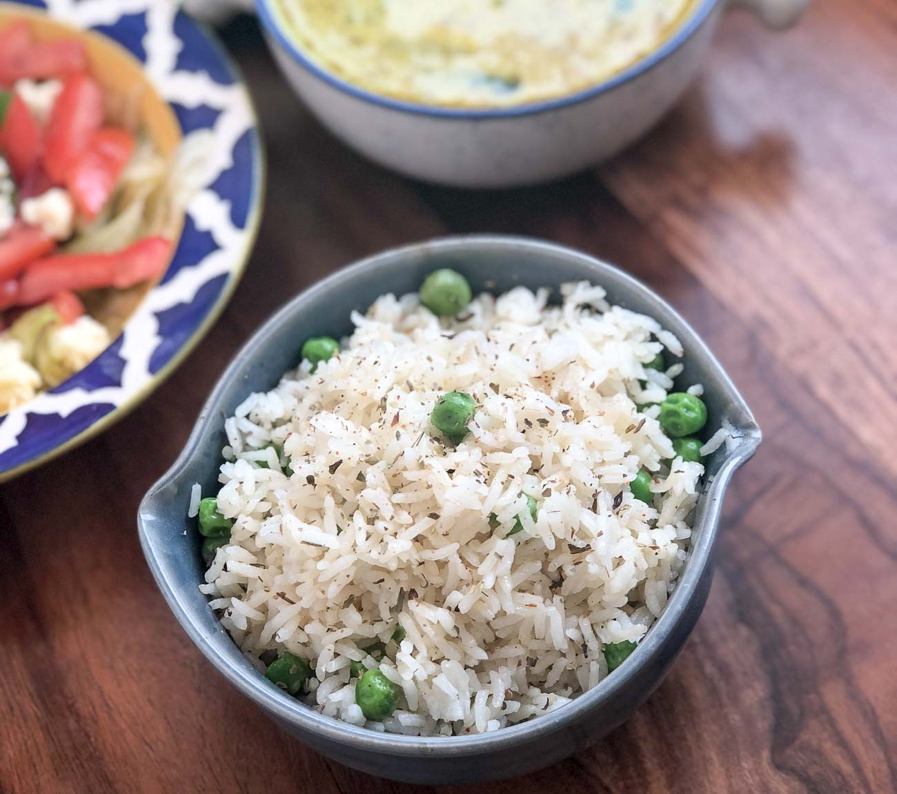Herbed Buttered Rice Recipe With Green Peas 