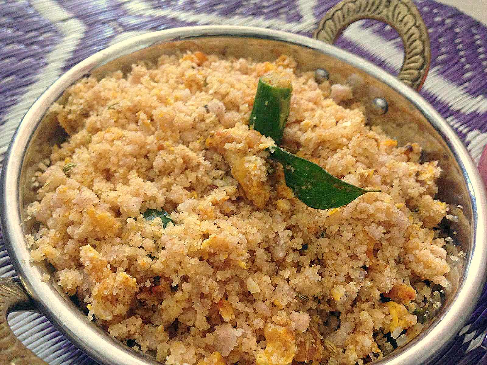 Kerala Style Puttu Upma Recipe With Scrambled Eggs