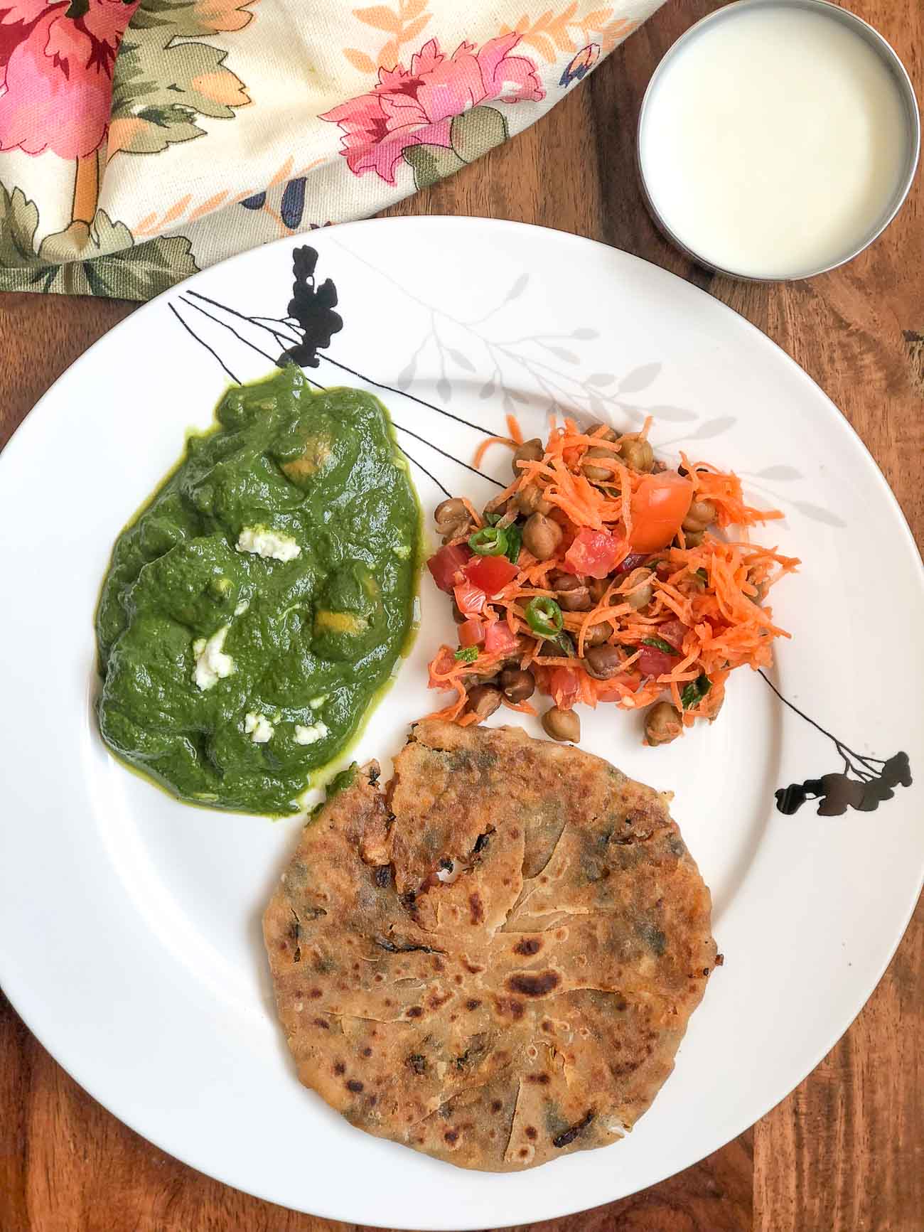 Here s Simple North Indian Dinner Palak Mushroom Pyaaz Ka Paratha 