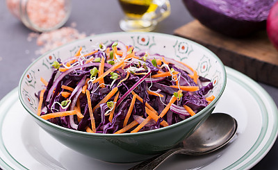 Shredded Red Cabbage, Carrot and Mint Salad