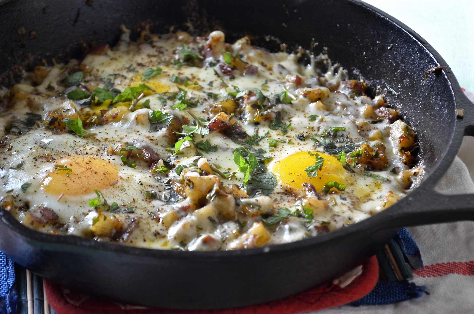 Skillet Potato And Eggs Recipe by Archana's Kitchen