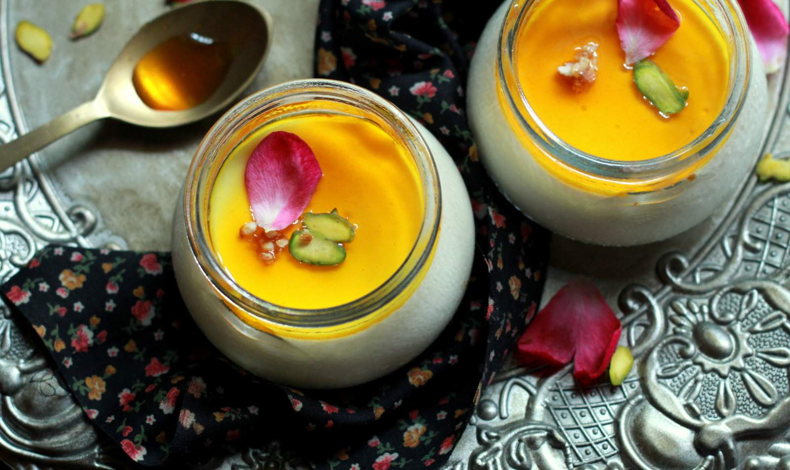 Yogurt Panna Cotta with Saffron and Honey Syrup Recipe