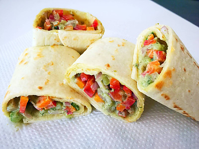 Crunchy Vegetables Tortilla Wrap Recipe by Archana's Kitchen