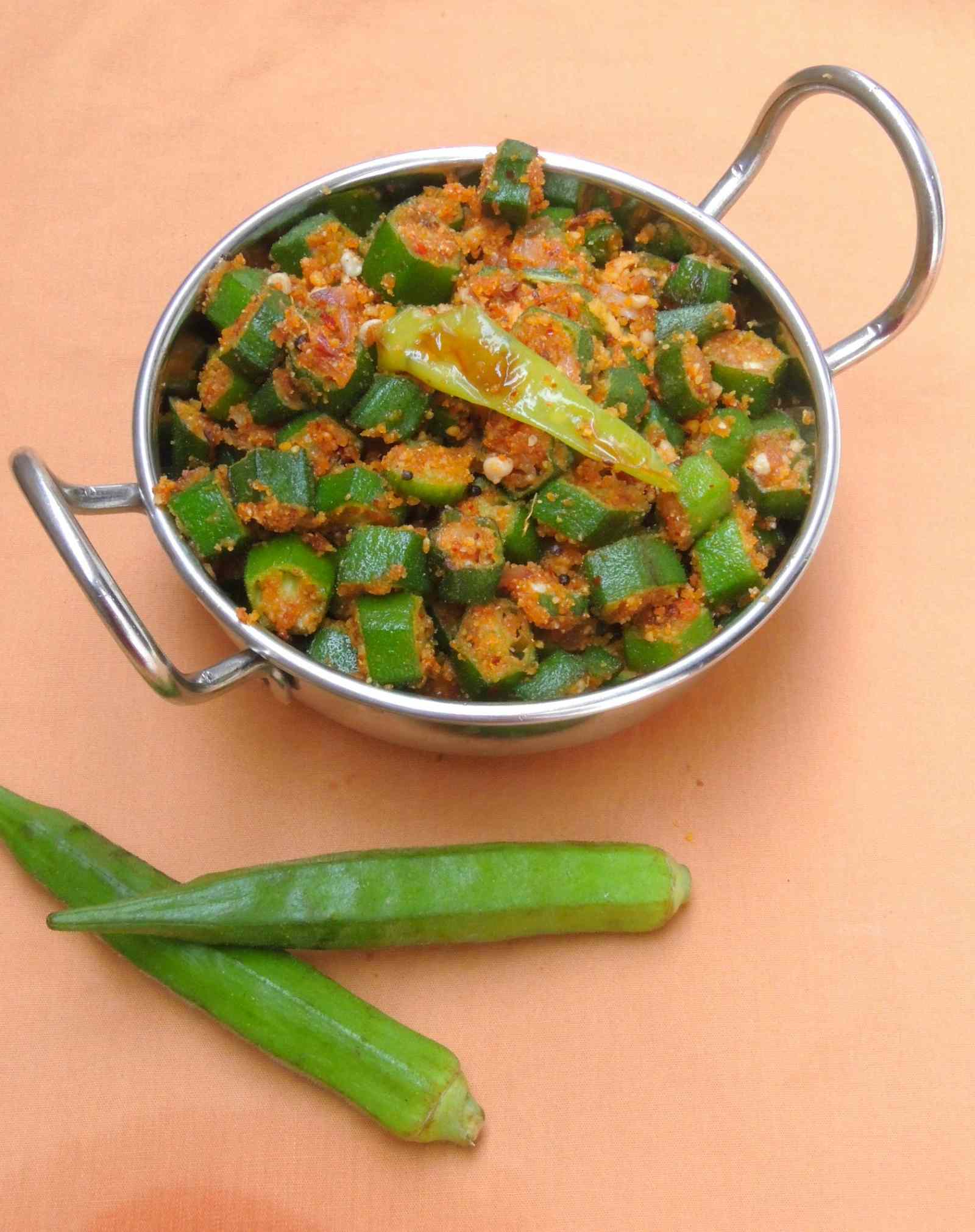 Vendaikkai Podi Curry (Bhindi Curry With Spiced Dal Powder) Recipe by ...