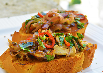 Basil And Mushroom Toast With Thai Red Chilli Recipe