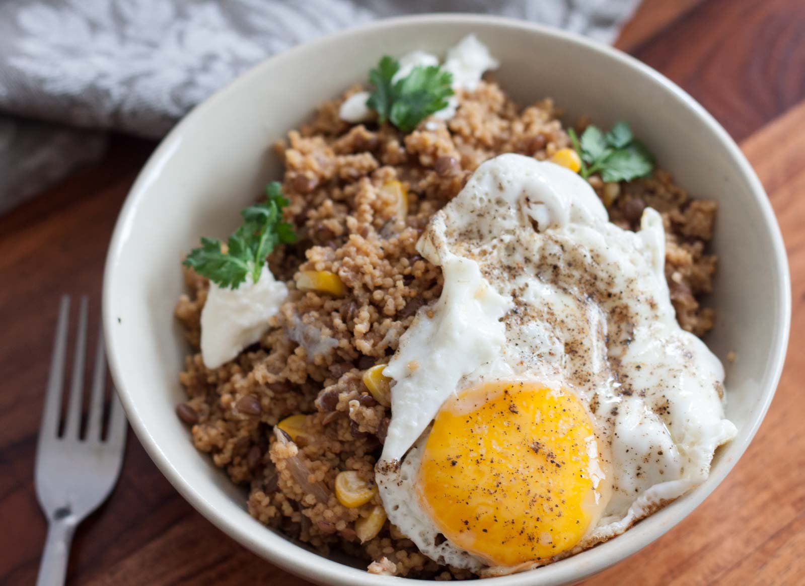 Lebanese Style Caramelized Onion Pilaf with Fried eggs Recipe