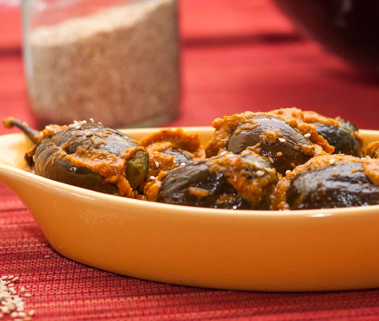 Bharva Baingan Masala Recipe (Stuffed Eggplants in a Tangy Tomato Curry) by Archana's Kitchen