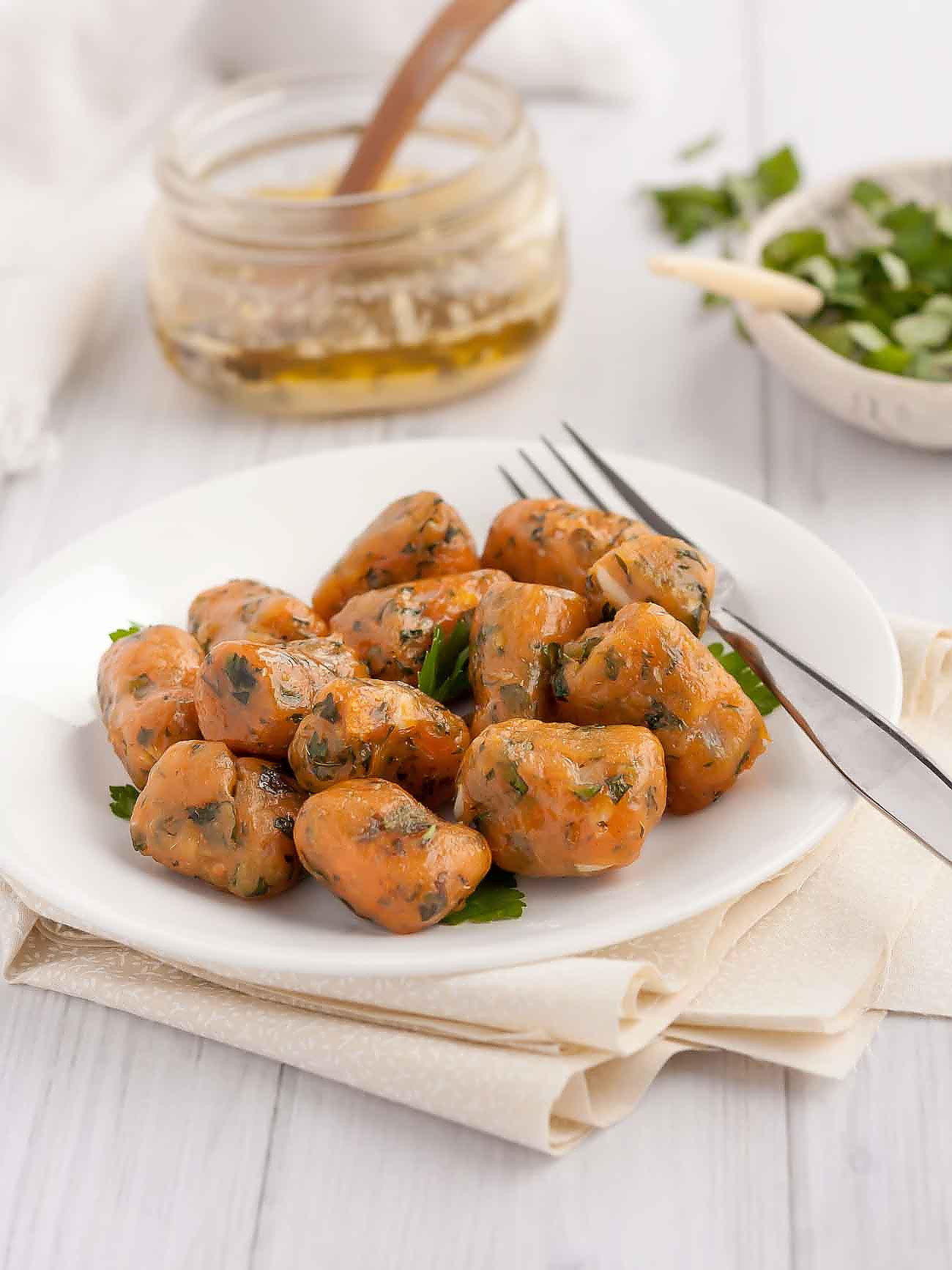 Sweet Potato Gnocchi Recipe With Garlic And Herb Butter by Archana's ...