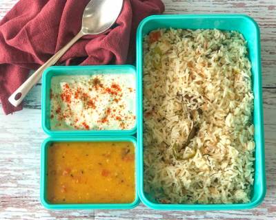 Lunch Box: Spiced Pulao, Dal Fry And Curd