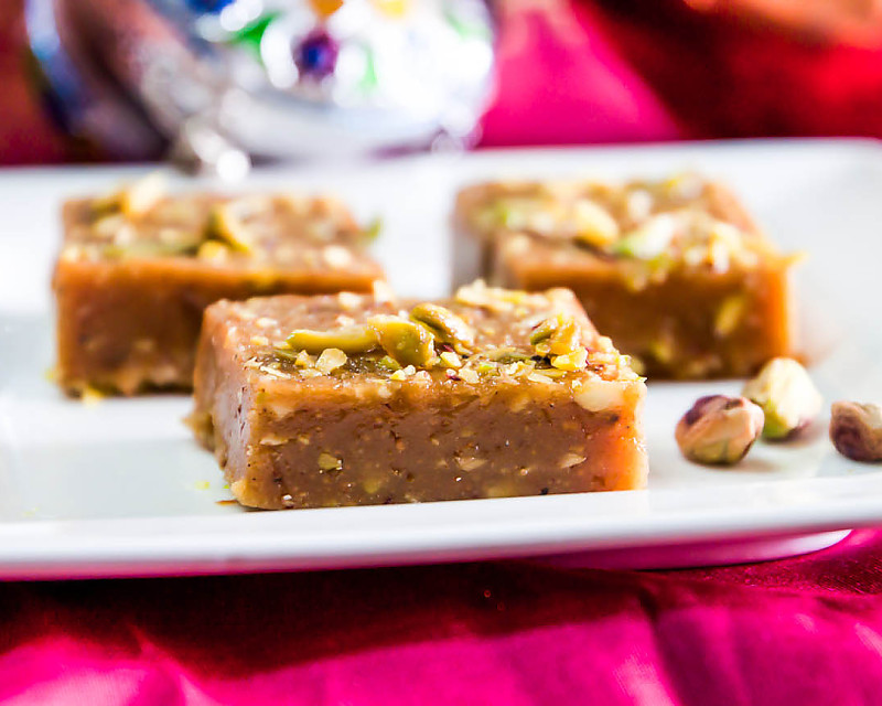 Traditional Gujarati Mohanthal Recipe - Gram Flour Fudge with Nuts and Saffron